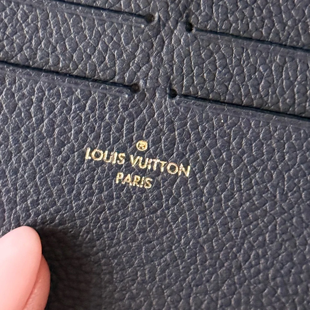 Louis Vuitton Navy Blue Leather Card Holder Insert Like New Authentic